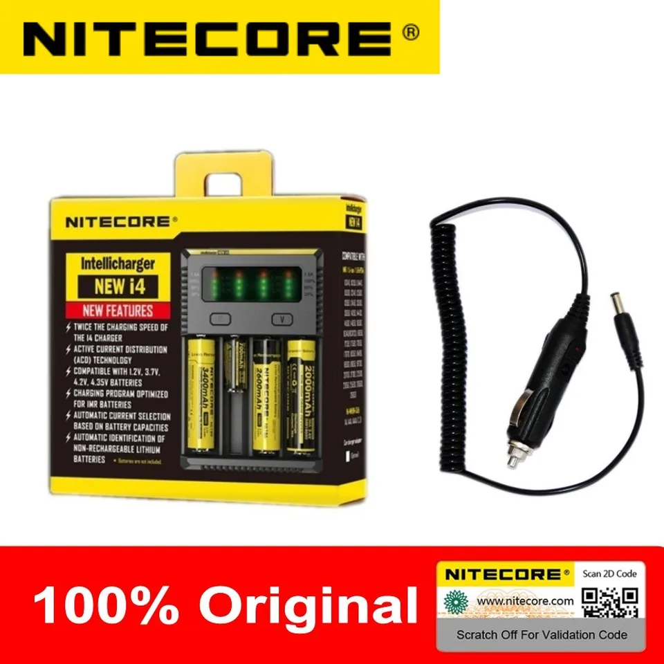 NITECORE Nový originálny balík i4 Digicharger 18650/14500/li-ion nabíjačky batérií Univerzálna nabíjačka + nabíjací kábel