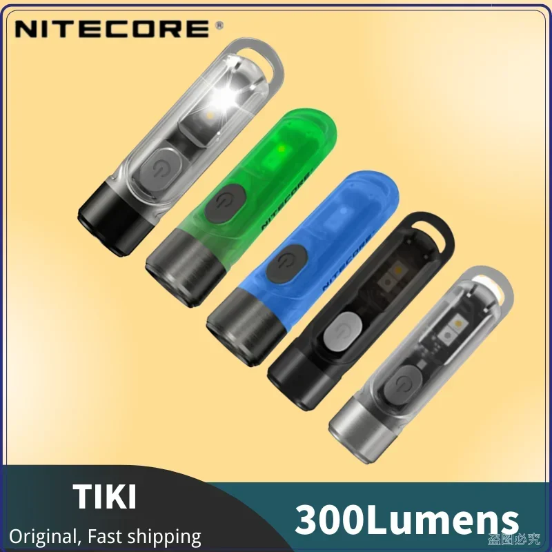 NITECore Tiki Keychain Light 300lumens USB-C Nabíjateľná vstavaná batéria Super Bright EDC Mini LED baterka