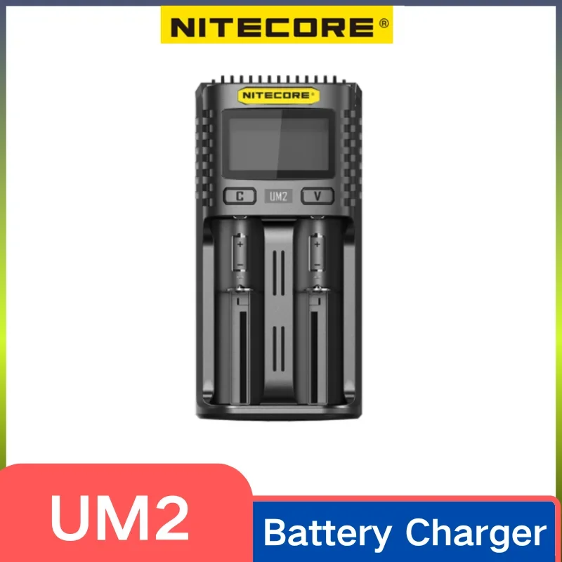 NITECore UM2 USB Dual-Slot QC Charger Intelligent Circuite Global Insurance Li-Ion AA 18650 20700 26500 26650 Nabíjačka