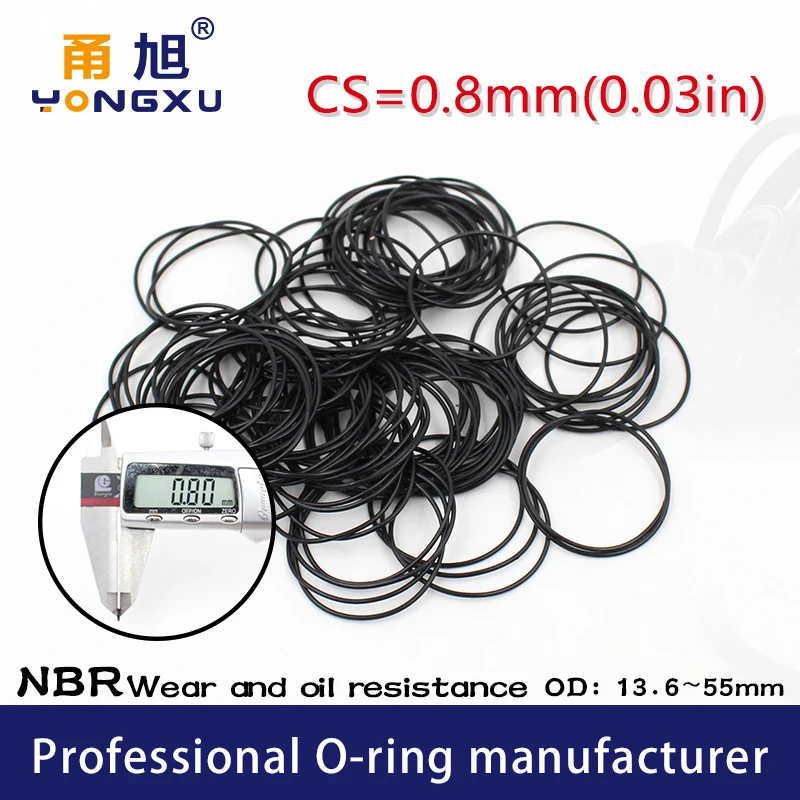 Nitril Gumber 10ks/Lot Black NBR CS 0,8 mm hrúbka OD13,6/18/22,3/25/30,6/32,8/42/47/55*