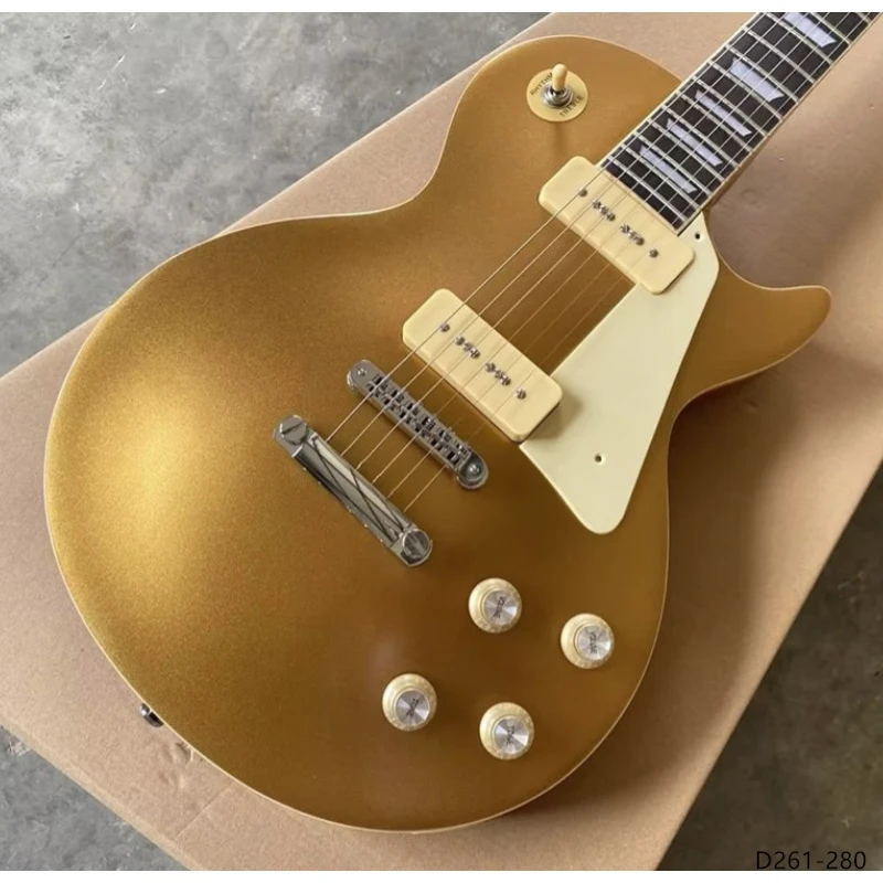 Nitro Finish, Solid Maple Cap, Gold Top Electric Guitar W 2 P90 Pickups