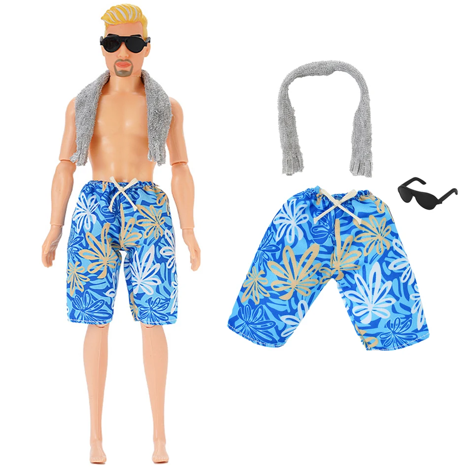 NK 1 Set Beach Doll Plaveb Bazén Príslušenstvo: slnečné okuliare+šál+modré krátke plavecké nohavice pre 1/6 bábiky 1/6 hračky