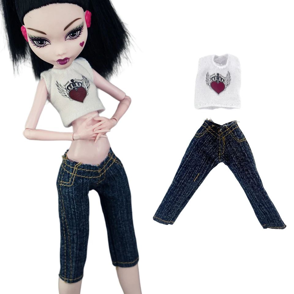 NK 1 Set Noble White Vest Top Fashion Stredné džínsy pre 1/6 bábiky Party DIY Doll Doll Doll Dolld Apressory Girl Gift Toy