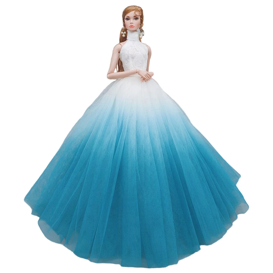 NK Oficiálne 1 ks modré šaty pre bábiky Dolls Doplnky doplnky Popolušky Svadobné šaty 1/6 detskej bábiky Darček