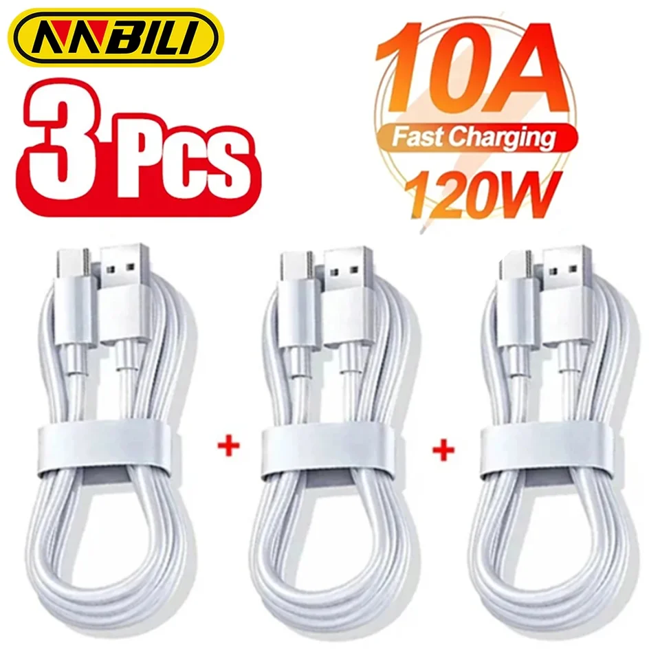 NnBili 1-5ks kábel ultra rýchle nabíjanie C-type Phone, USB Data Cable C, 10A, 120W, vhodné pre OPPO Vivo Huawei Mate60 Pro