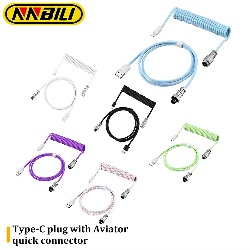 NnBili 2024 Nová mechanická klávesnica Aviator kábel typu C na USB Klávesový kábel pre letecký kábel pre hernú klávesnicu