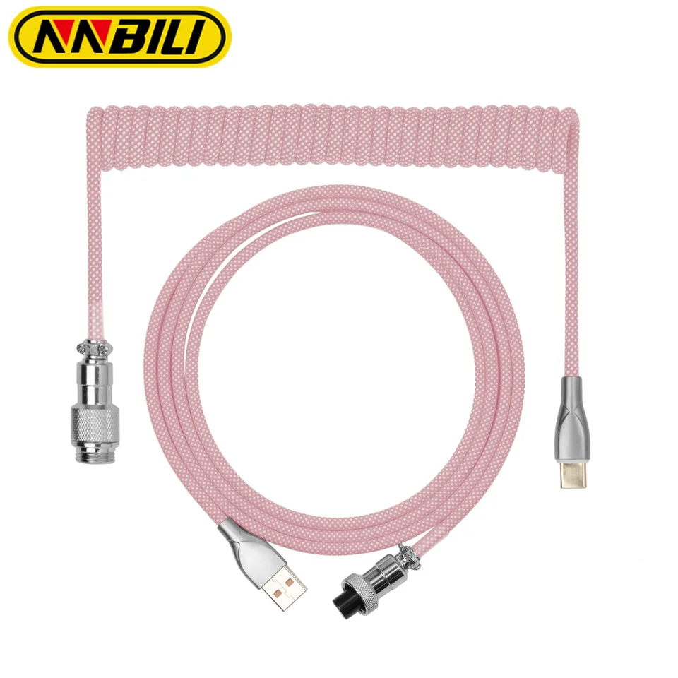 Nnbili kovový typ C USB Odnímateľný herný stroj Klávesnica Špirála Káblové káble Aviator Desktop Computer Aviation Connector