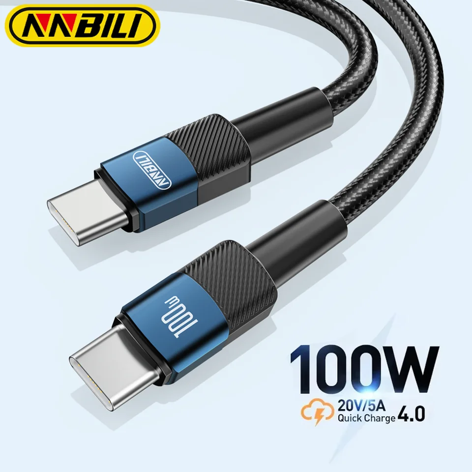 NnBili USB Typ C až USB C kábel pre iPhone 15 100W 5A PD Rýchle nabíjacie nabíjačku pre MacBook Xiaomi Samsung Type C kábel