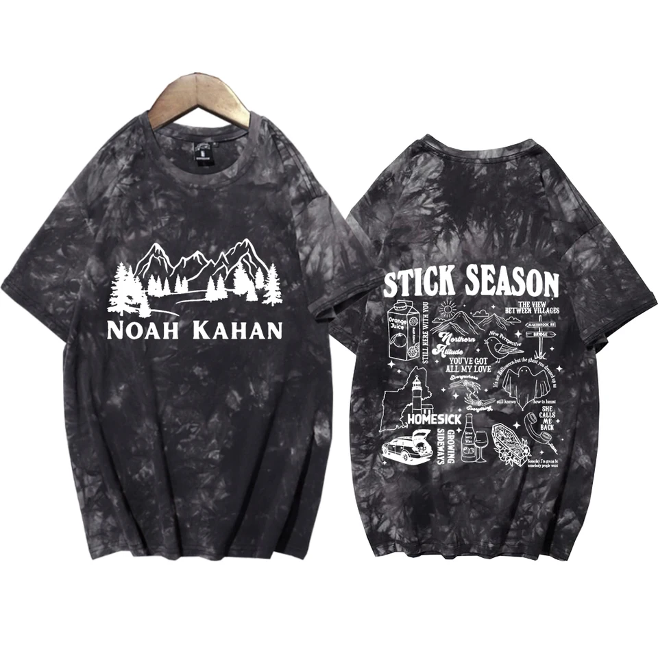 Noah Kahan Stick Season 2024 TIE DYE TIRKS MUŽ ŽENA HARAJUKU Summer Cast Tops Tops Pravidelné vrcholy unisex prevyšujú tlač