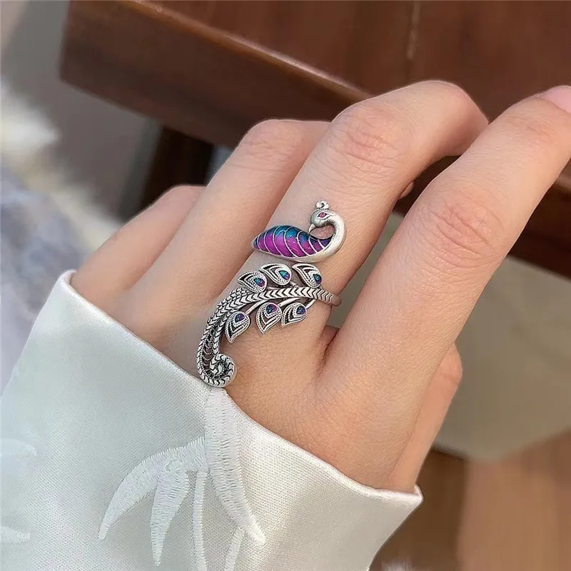 Noble Elegantná svadba 925 Sterling Silver Fashion Pávové otvorené prstene pre ženy Girl Lady Anti-Allergy LR041