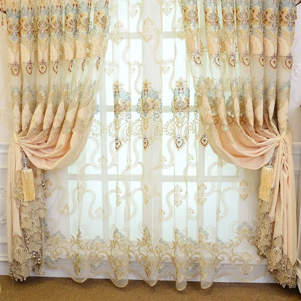 Noble luxusný záves pre okennú spálňu výpadky zamatovej handriky zakrytie tkaniny tieňový panel Tull Curtain Obývacia izba x632#30