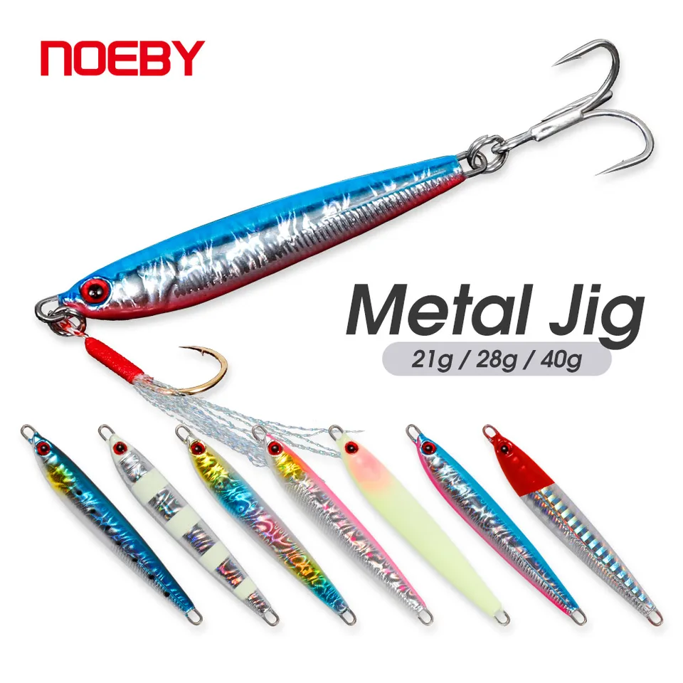 Noeby Metal Jig Fishing Laste 21G 28G 40G Shore Casting Spoon Square Umelá tvrdá návnada pre basové morské rybárske prípravky