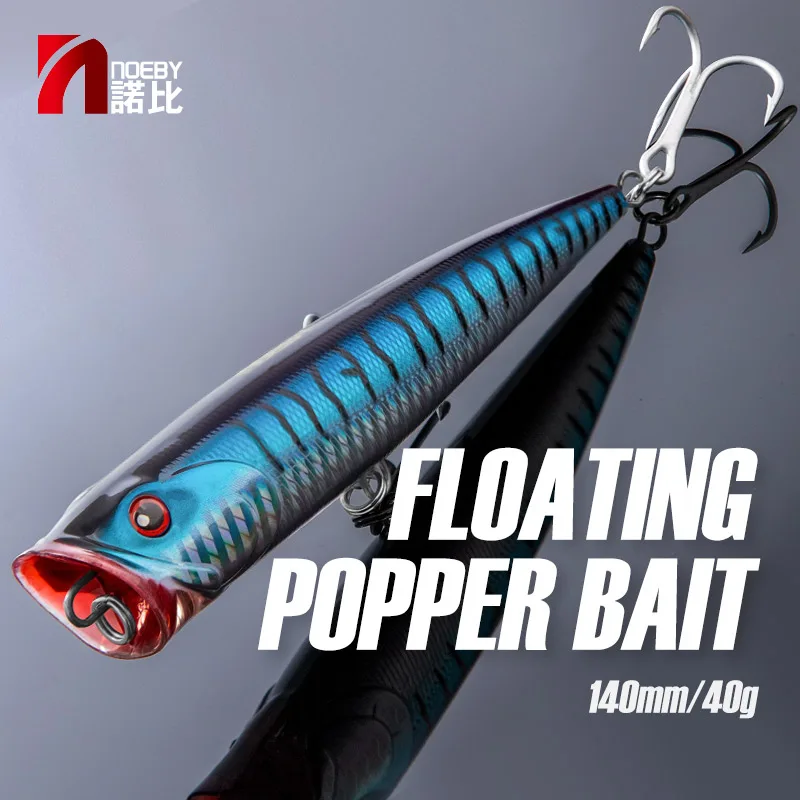 Noeby Popper Fishing Lúry 140 mm 40 g Topwater Wobblers plávajúce umelá veľká hra Tvrdá návnada pre tuniak