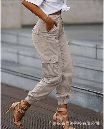 Nohavice dámy 2023 Príležitostný obyčajný pásový vreckový dizajn módne nákladné nohavice pre ženy Y2K Streetwear Summer nové základy