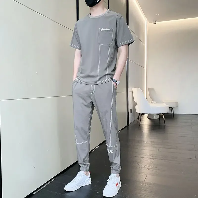 Nohavice súpravy čierne športové obleky jogger top telocvičňa pánske oblečenie športové oblečenie tričko Muž Slim Fit tracksuit KPOP ponúkajú trend populárny trend