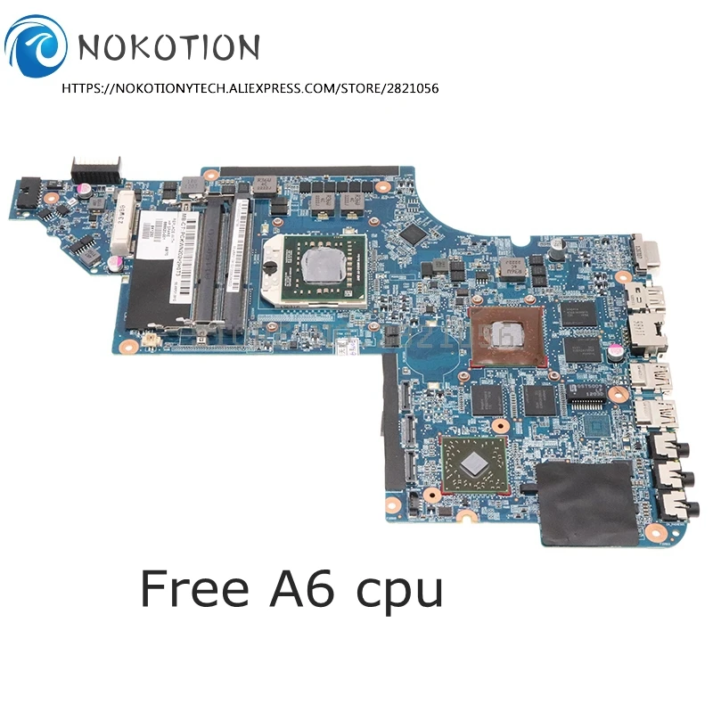 Nokotion 645386-001 666520-001 pre pavilón HP DV7 DV7-6000 DV7-6165US LAPTOP Pracovná doska FS1 DDR3 Free A6 CPU HD6750 GPU
