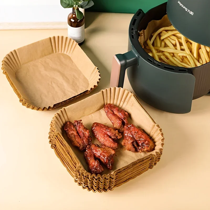 Non Stick Air Fryer Paper Pečenie potravinového voskovaného papiera 30/50 balenie kuchynské príslušenstvo vhodný