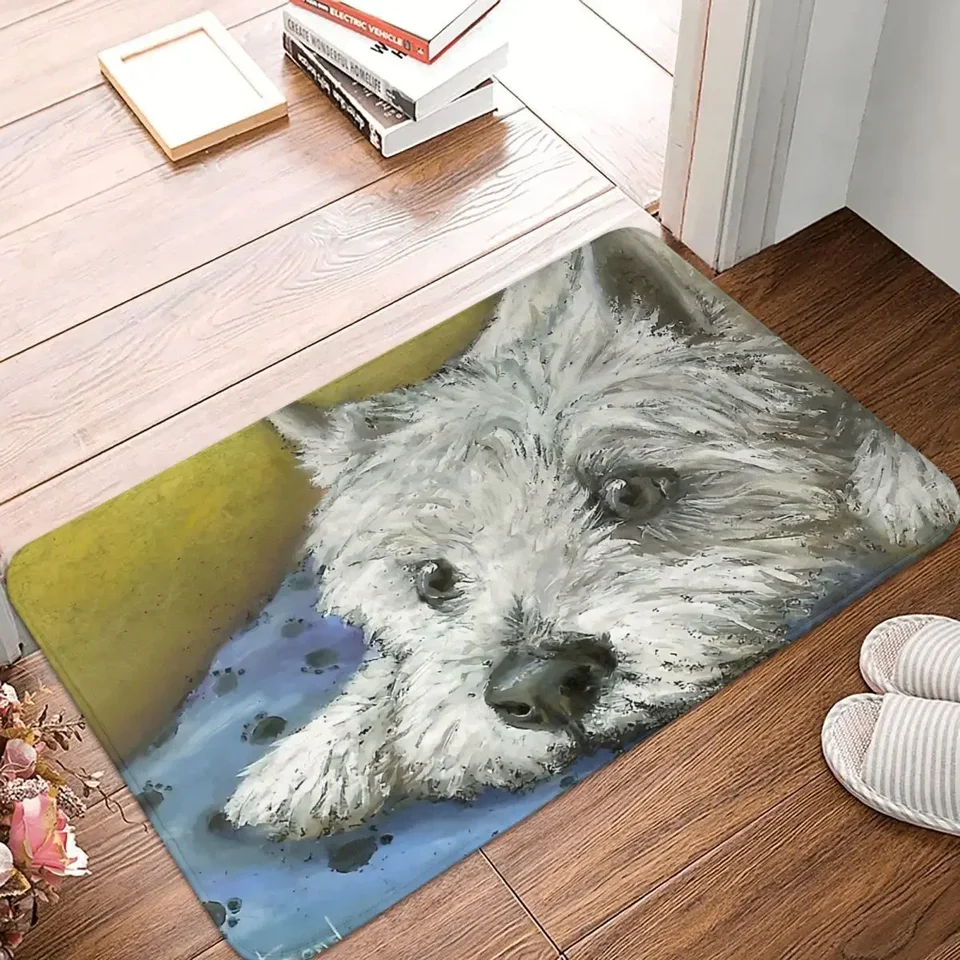 Non-šmykľavka kobercová snižba Westie Dog Doge Doge Doormat Bedroom Kúpeľ