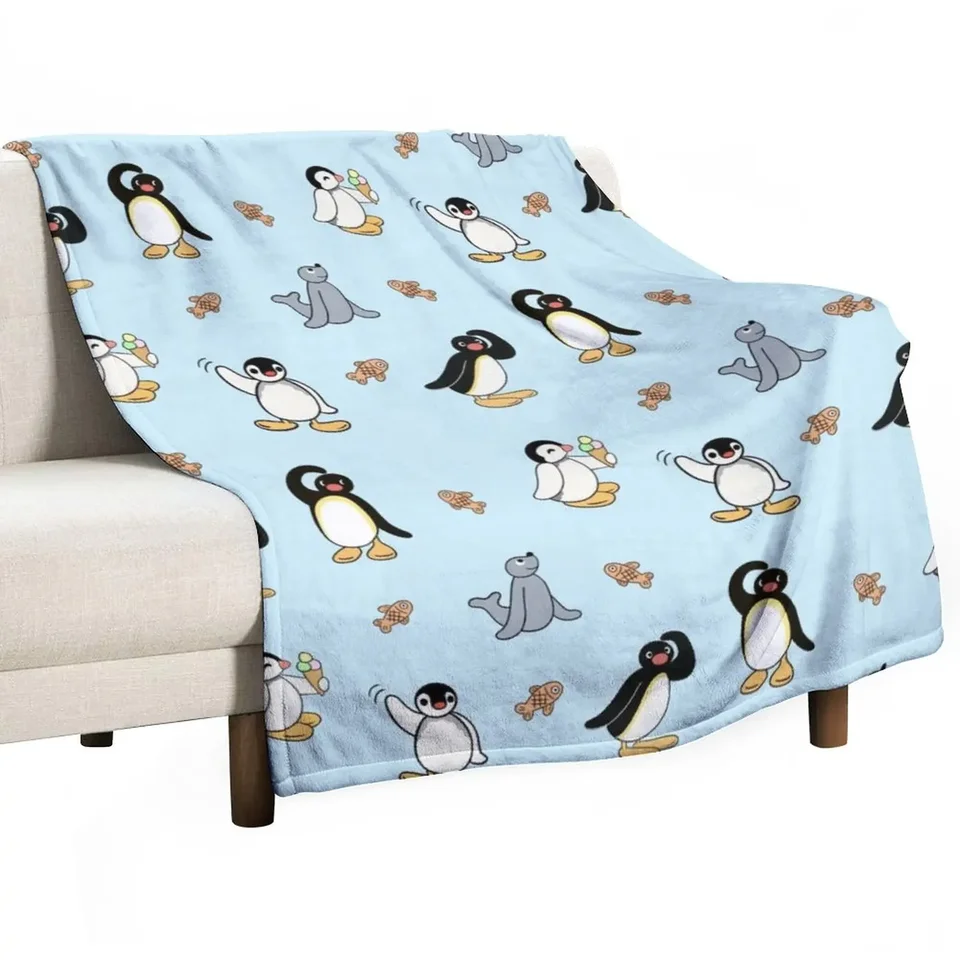 Noot pingu a priatelia hádzajú prikrývku mäkké plyšové kock