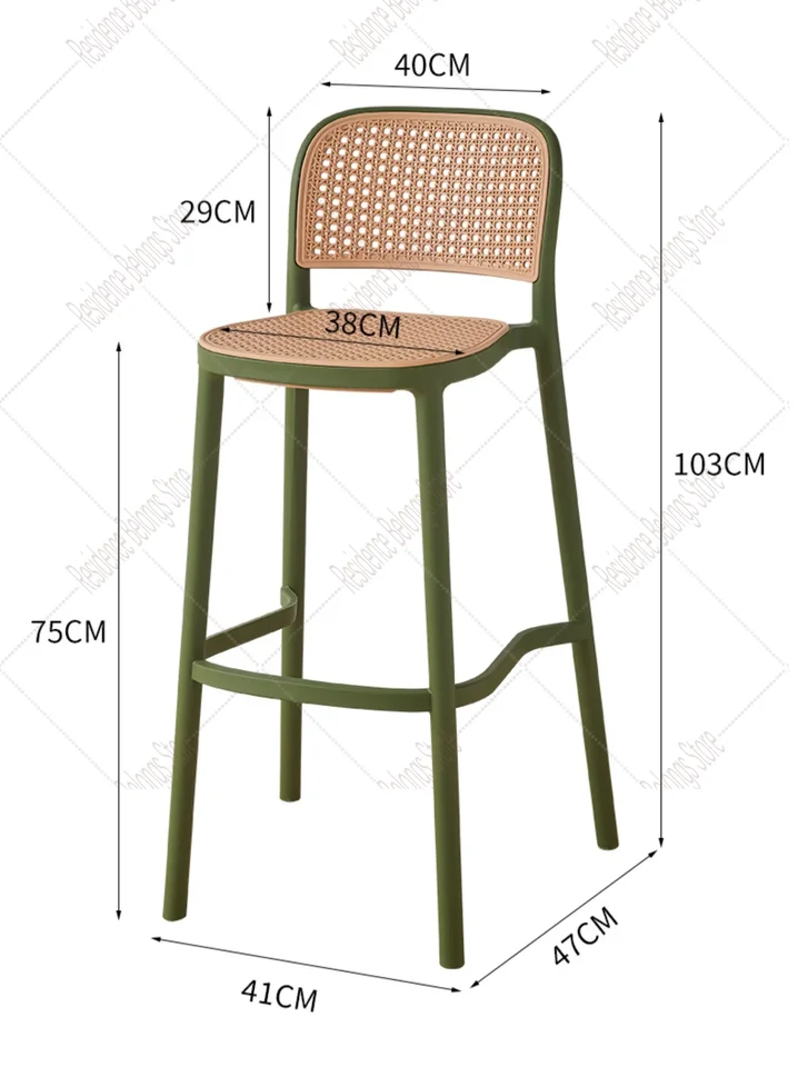 Nordic Bar Stolil Home Backrest High Rattan Moderné jednoduché vonkajšie plastové kreslo