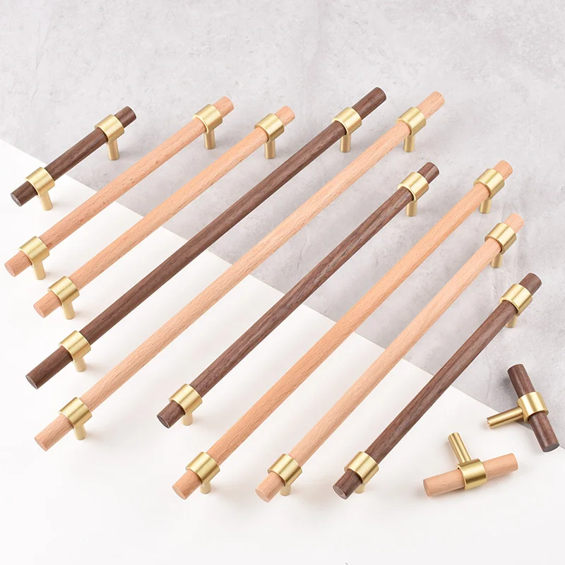 Nordic Bukový orechový drevený drevený rukoväť zásuvky Knobs skriňa