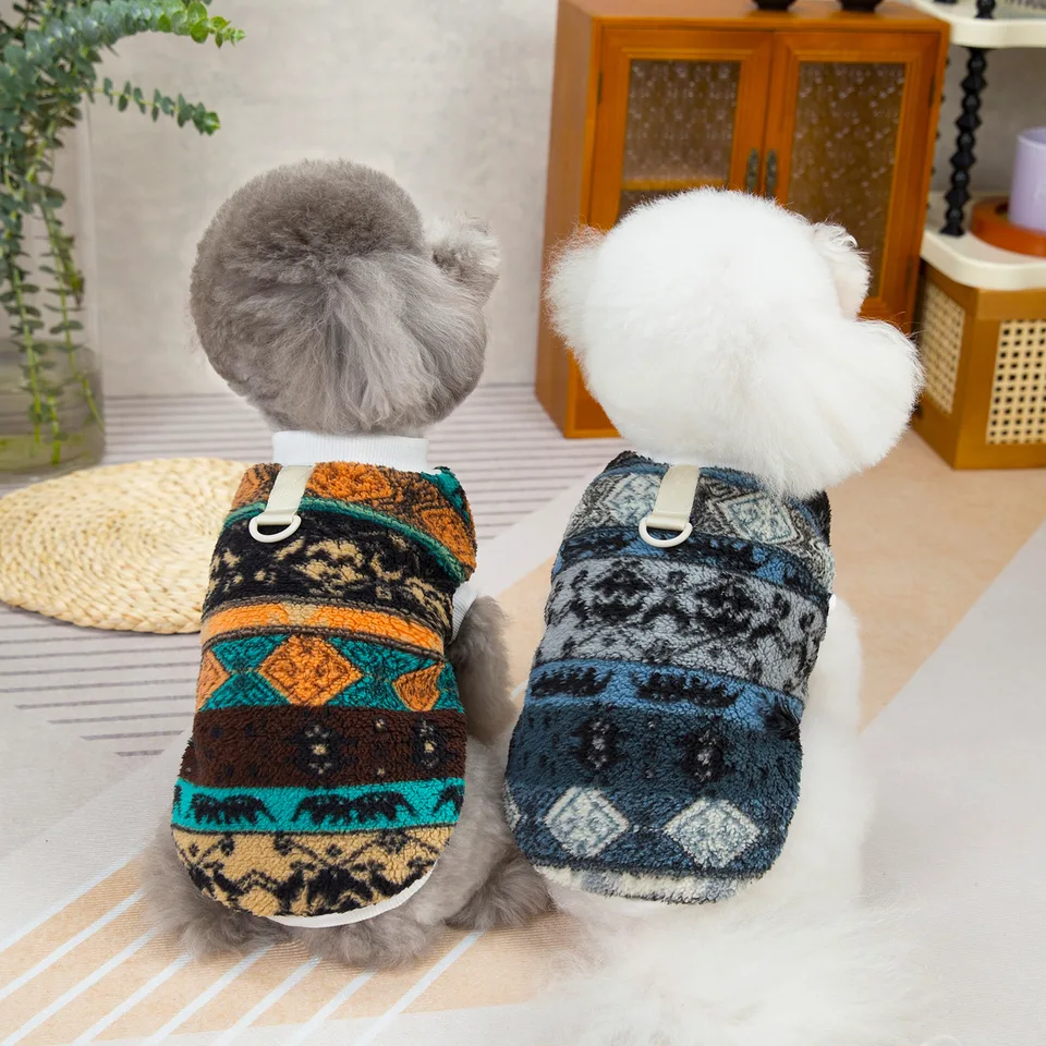 Nordic Fleece Winter Pet Clothes Dadagou Dog vesta s vodítko D-Ring Chihuahua Dog Chidle pre malých psov