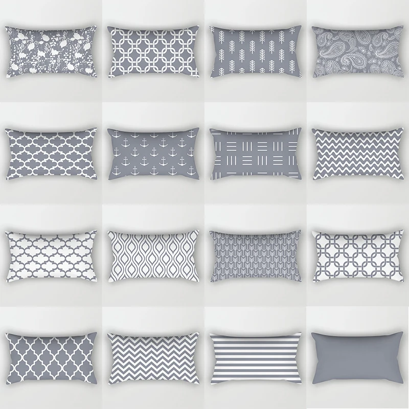 Nordic Geometric Grey White Square vankúš Domáce dekorácie obývacia izba pohovka vankúš do spálne obývacia izba
