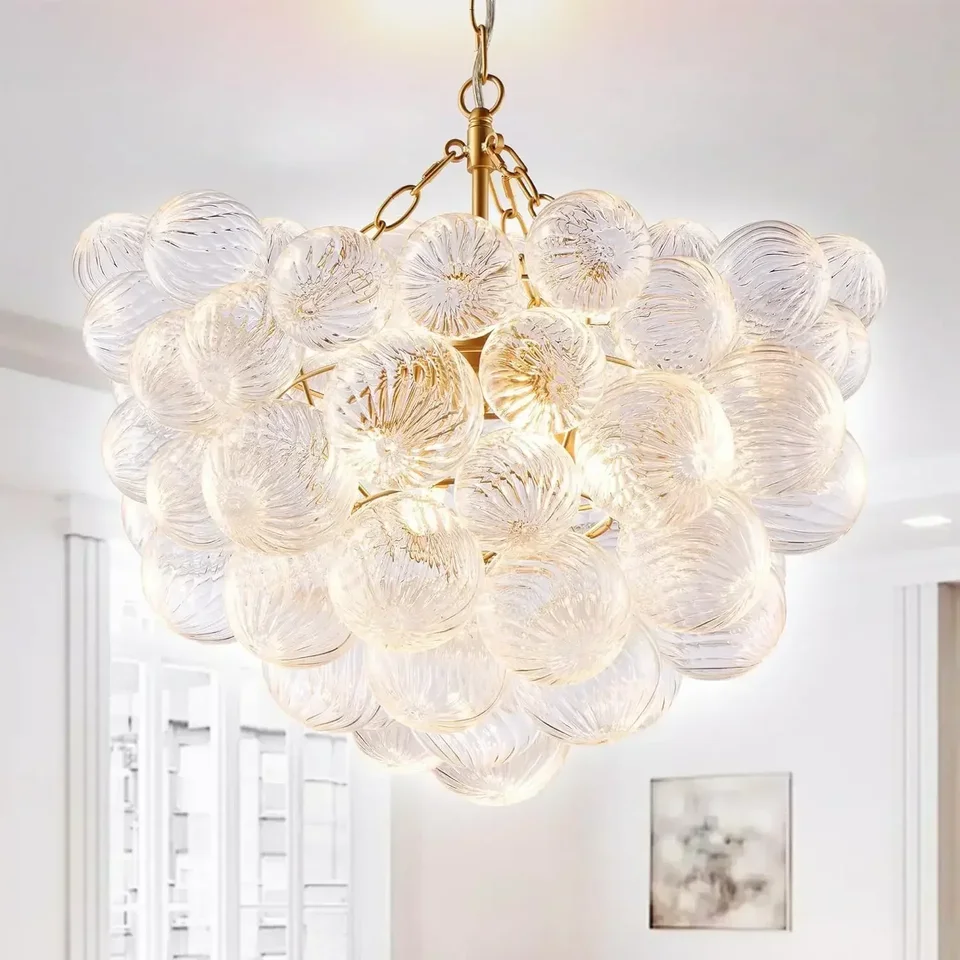 Nordic Glass Bubble Hanging Luster Veľký foyer okrúhly guľový strop prívesok svetlo moderná jedáleň LED stropné svetlo E27BULBLB