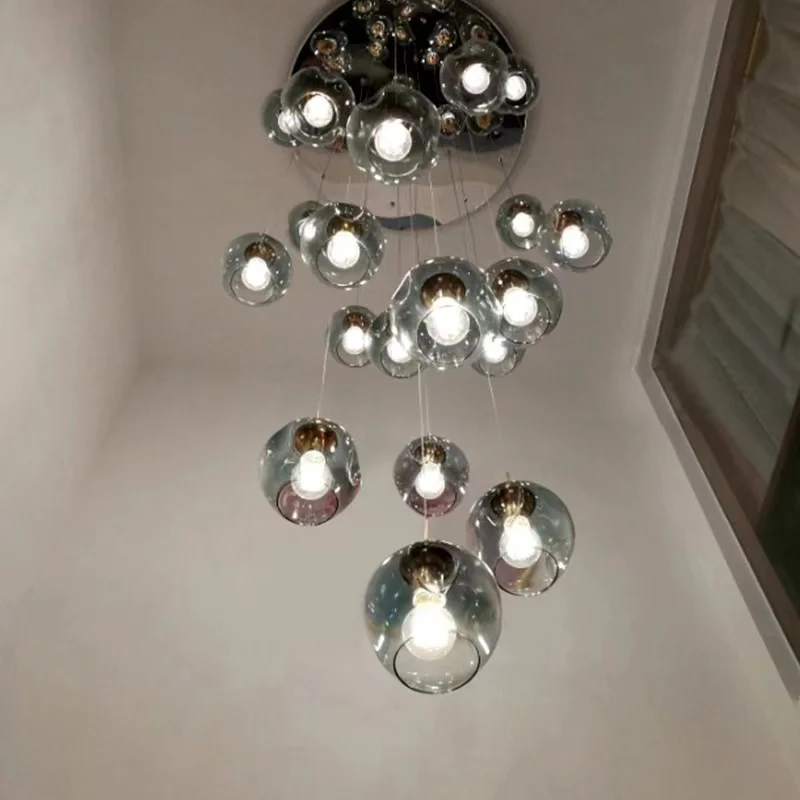Nordic LED luster Vnútorné kruhové schodisko osvetlenie pre hotelové obchodné centrá