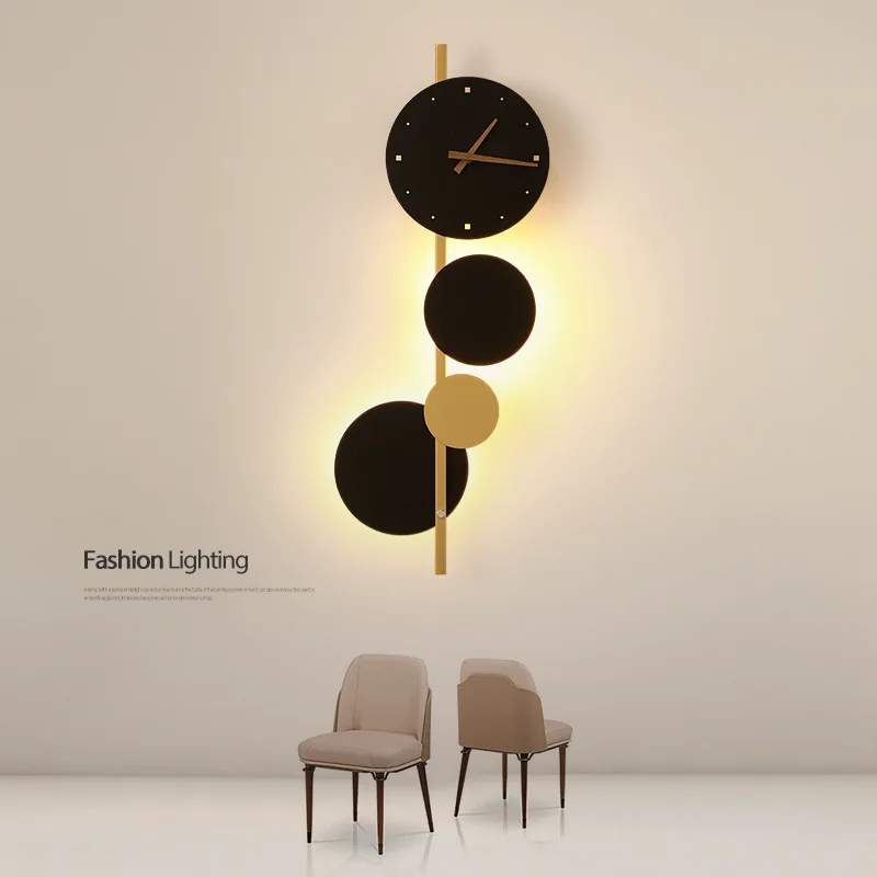 Nordic LED nástenná lampa Art Clock Design Vnútorné osvetlenie obývacia izba pozadie stena hotel lôžko spálne nástenné svetlo svietidla svietidla