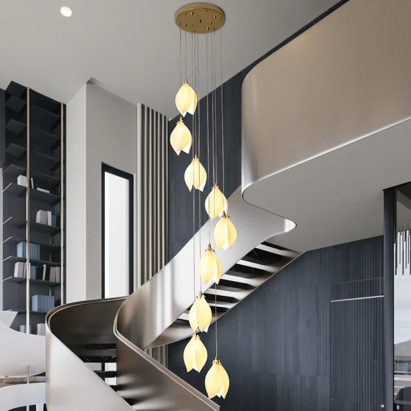 Nordic LED schodisko stropné lustre pre spálňu na nočnú obývaciu izbu kuchynské schodisko Villa prívesok lampa