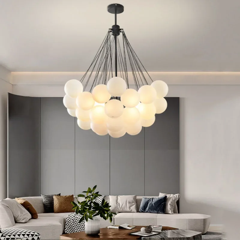 Nordic LED sklo luster osvetlenie 19/37 gule Black Gold Luster Glass Glass LED prívesok lampa pre jedáleň Living Decoration