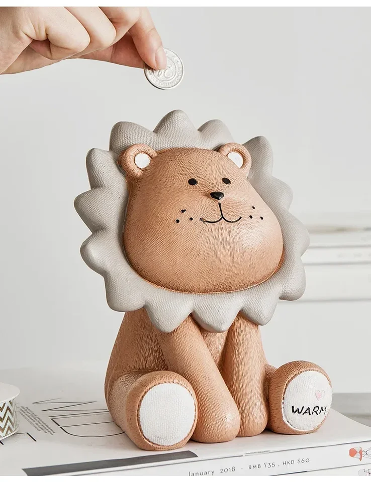 Nordic Lion Piggy Bank Bank Veľký kreatívny roztomilý lev Coin Detské prasiatko dekorácie obývacia izba Ozdobia ozdoby peňažné boxy