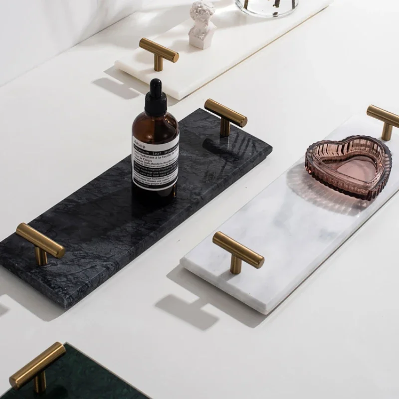 Nordic Marble Tray Light Luxusné domáce úložné zásobníky Obývacia izba Čajovňa Snack Snack Trays