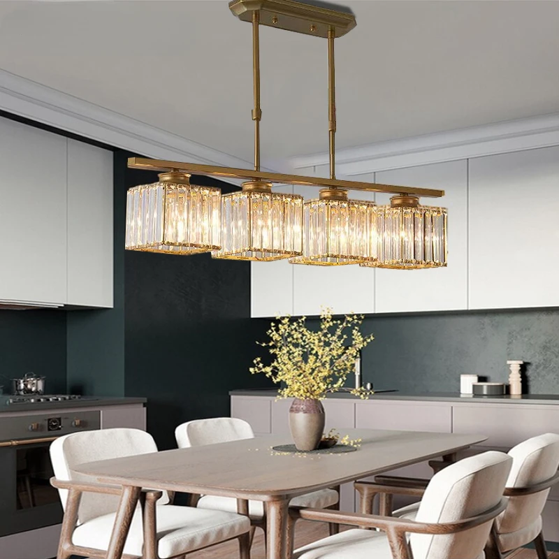 Nordic Modern Luxury Crystal Luster Troj-hlava Restaurant Svetlo pre obývaciu izbu zavesenie svietidla svietidla