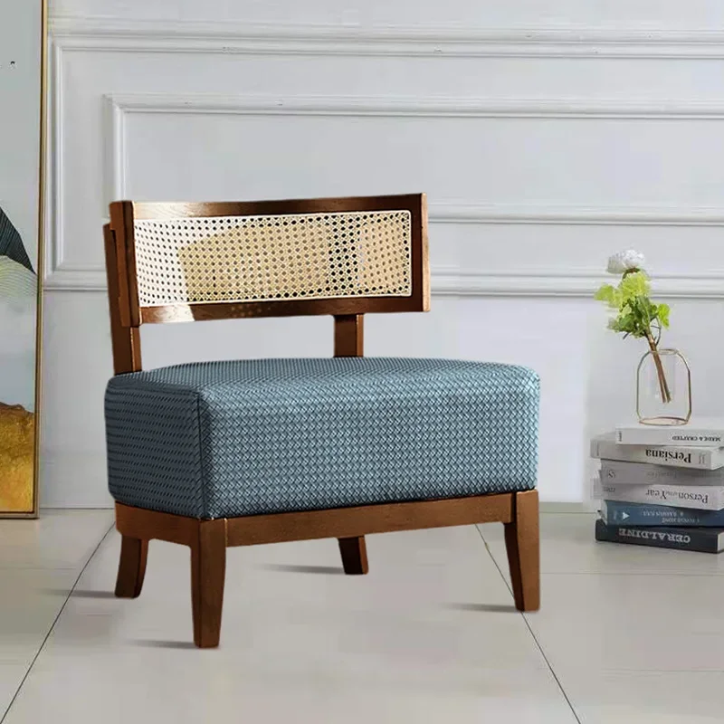 Nordic Rattan Sofa Stolička pre vonkajší nábytok masívne drevené stoličky Jednoduché domácnosti Slobodný malý byt balkón Outdoor Stoličky