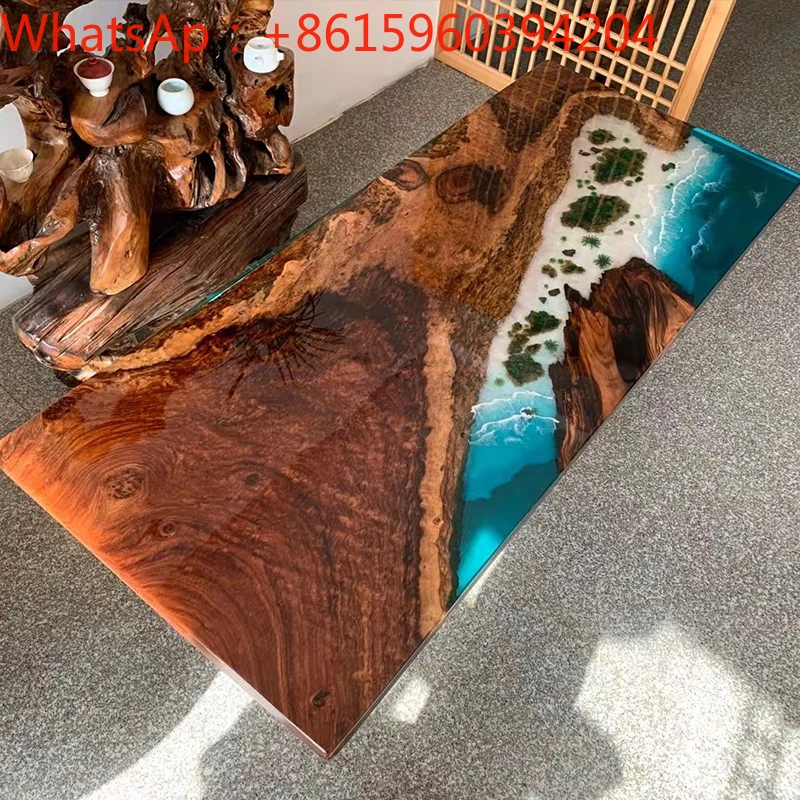 Nordic Resin River Pattern Desktop Board Ocean Pattert Table Table Table Table Wave doska masívne drevo Čajový stolík Tabuľ Prispôsobenie