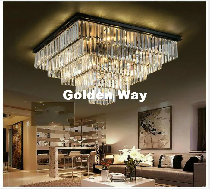 Nordická moderná stropná lampa W45CM W60CM W80CM Clear/Smokey K9 Crystal Stropné svetlo Hotelová hala obývacia izba jedáleň