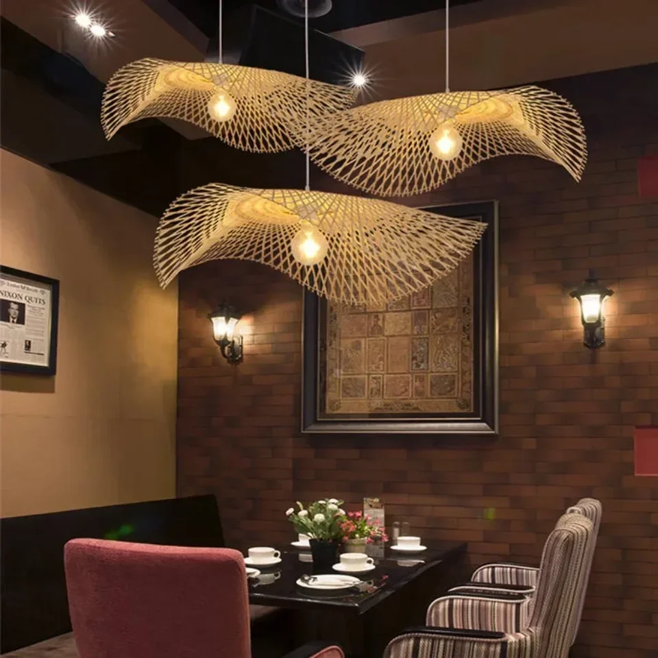 Nordické dekoratívne ručne vyrobené Rattan Drop Lights for Rattan Lamp spálňa retro bambus Rattan stropná lampa