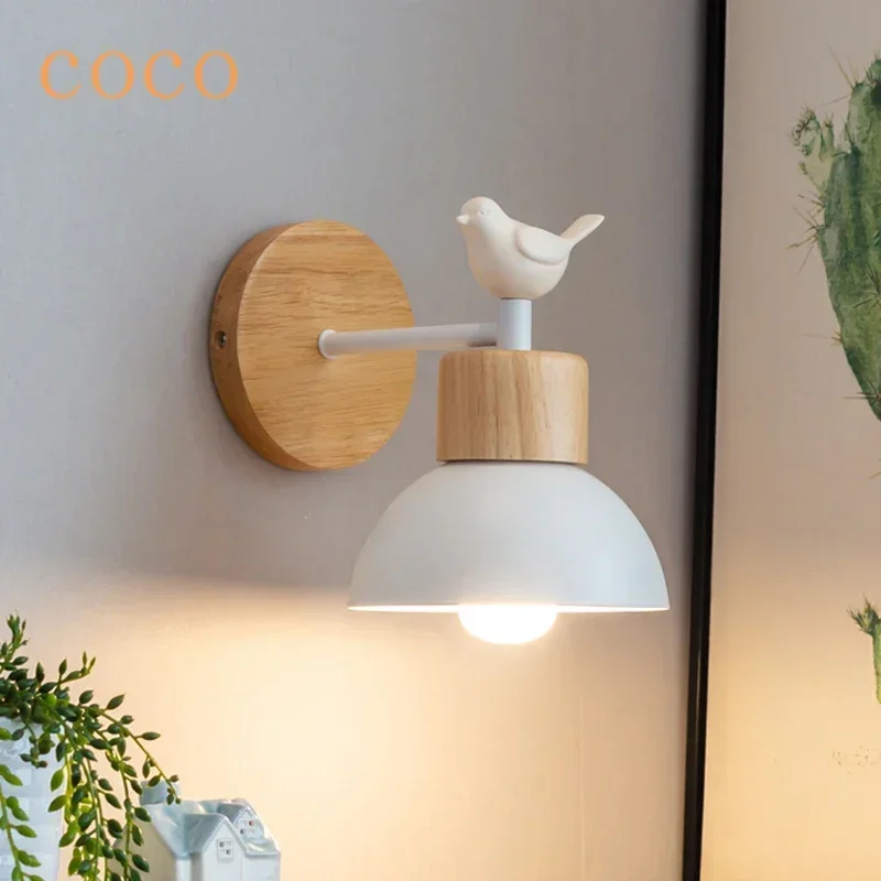 Nordické drevené zrno minimalistické kreatívne kreatívne minimalistické nástenné lampa LED spálňa lôžko Balkón schodisko Koridor dekoratívne osvetlenie