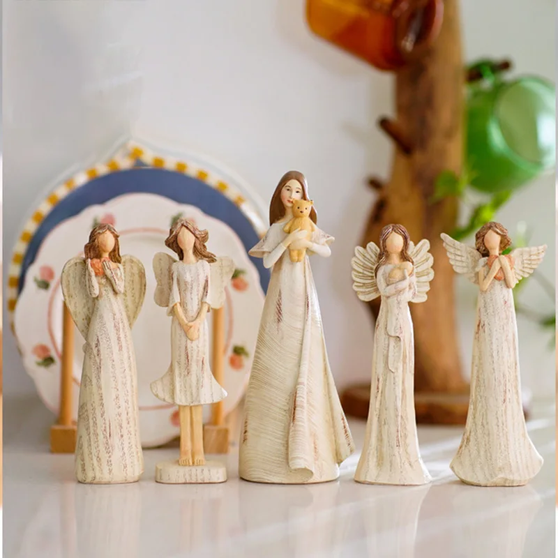 Nordické kreatívne retro anjelské figuríny Sochy Model Ozdoby živice socha domáca kancelária Desktop Ozdobia moderné umelecké remeslá darčeky
