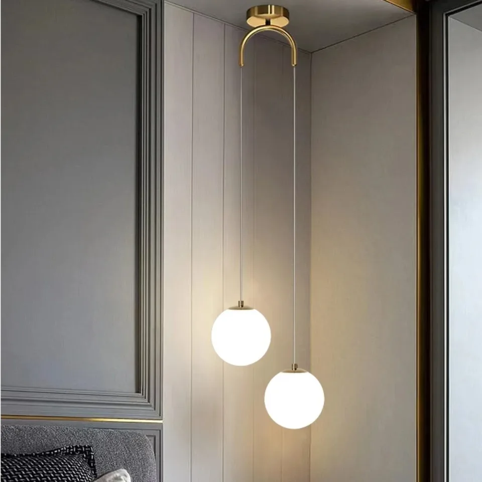 Nordické moderné sklo LED LED prívesok svetlá jedáleň Spálňa Spálňa zlatý luster