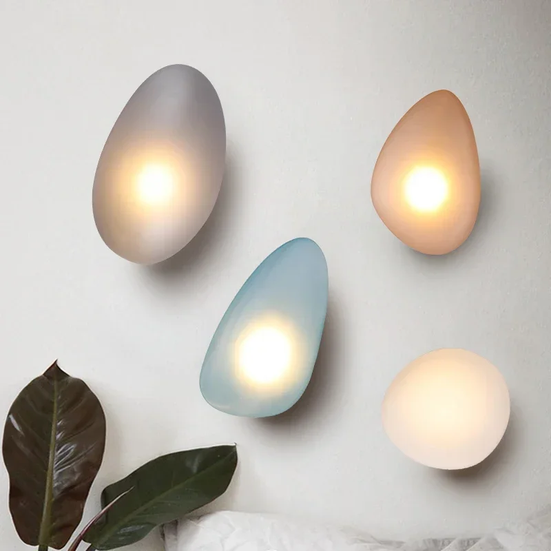 Nordický kreatívny dizajn schodiskové schodiskové lampa na matné sklo obývacia izba Pebble tvar spálňa lôžková lampa domáca dekorácia