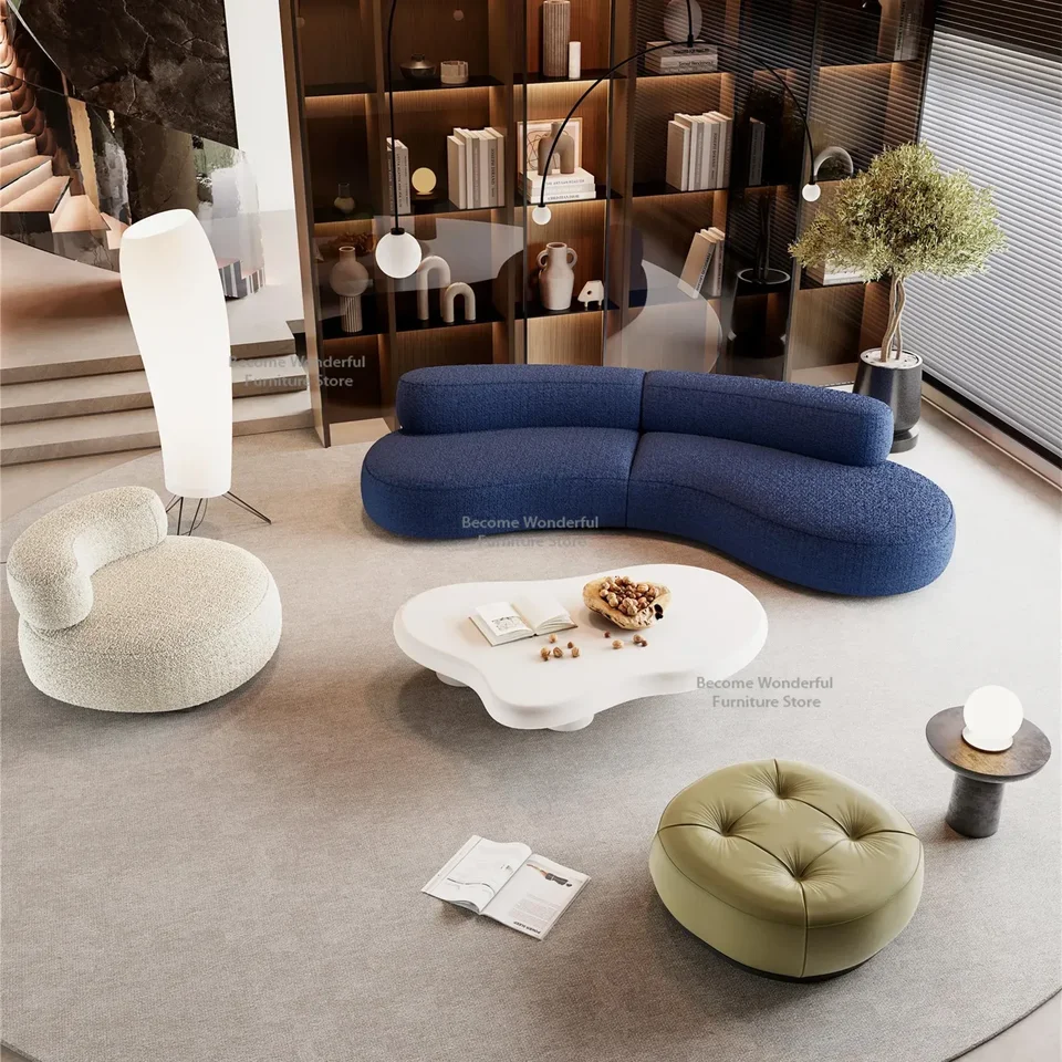 Nordický luxusný zakrivená tkanina Obývacia izba Sofa Talianska minimalistická vákuová kompresia Špeciálny pohovka Domáca nábytok
