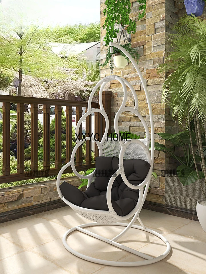 Nordický outdoor Rattan Cradle Balkón Dospelý klzák Vnútorné hojdacie kreslo Rattan Stolička Swing Bird's Hniezd