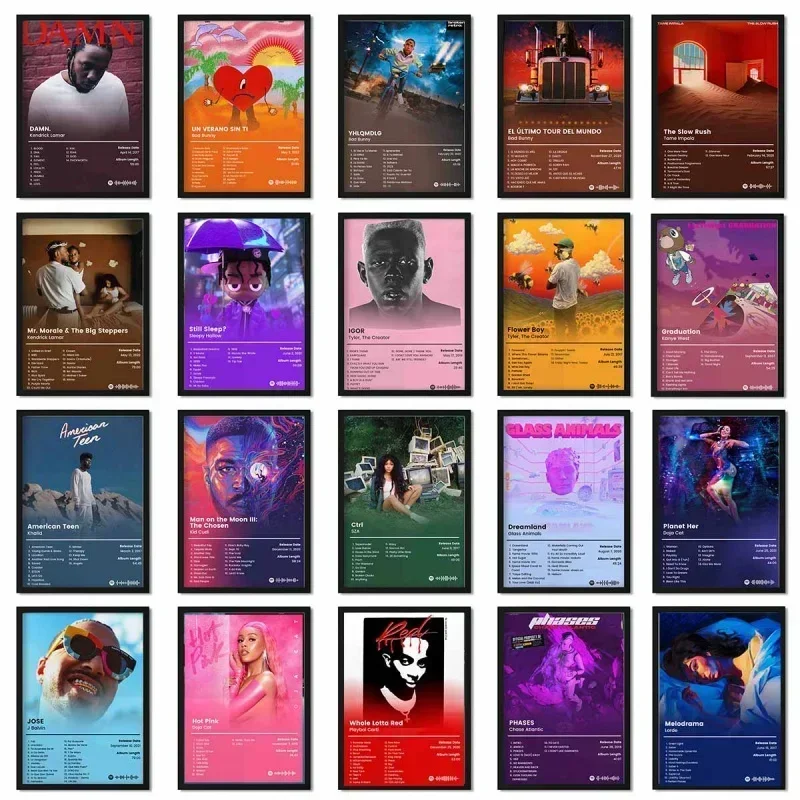 Nordický popový album plagát Wall Art Hiphop Rapper Kanye West Drake Taylor HD Oil Canvas Tlač pre domácu izbu Spálňa dekor