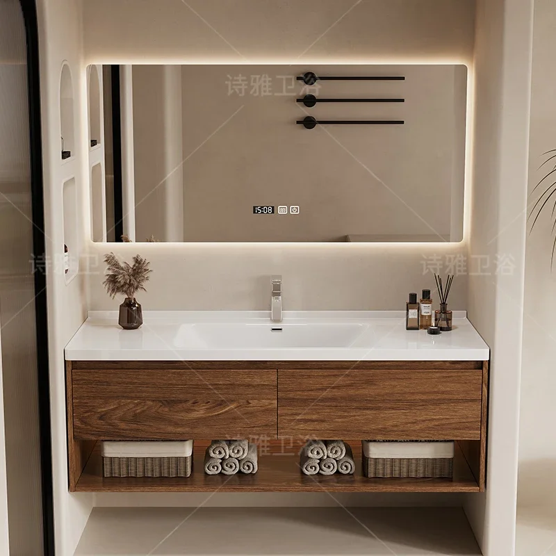 Nordický štýl inteligentné kúpeľňové skrinky Vanity s umývadlom zrkadlové skrinky s vlhkosťou jednoduchý domáci nábytok Mubles de Baño Fybc