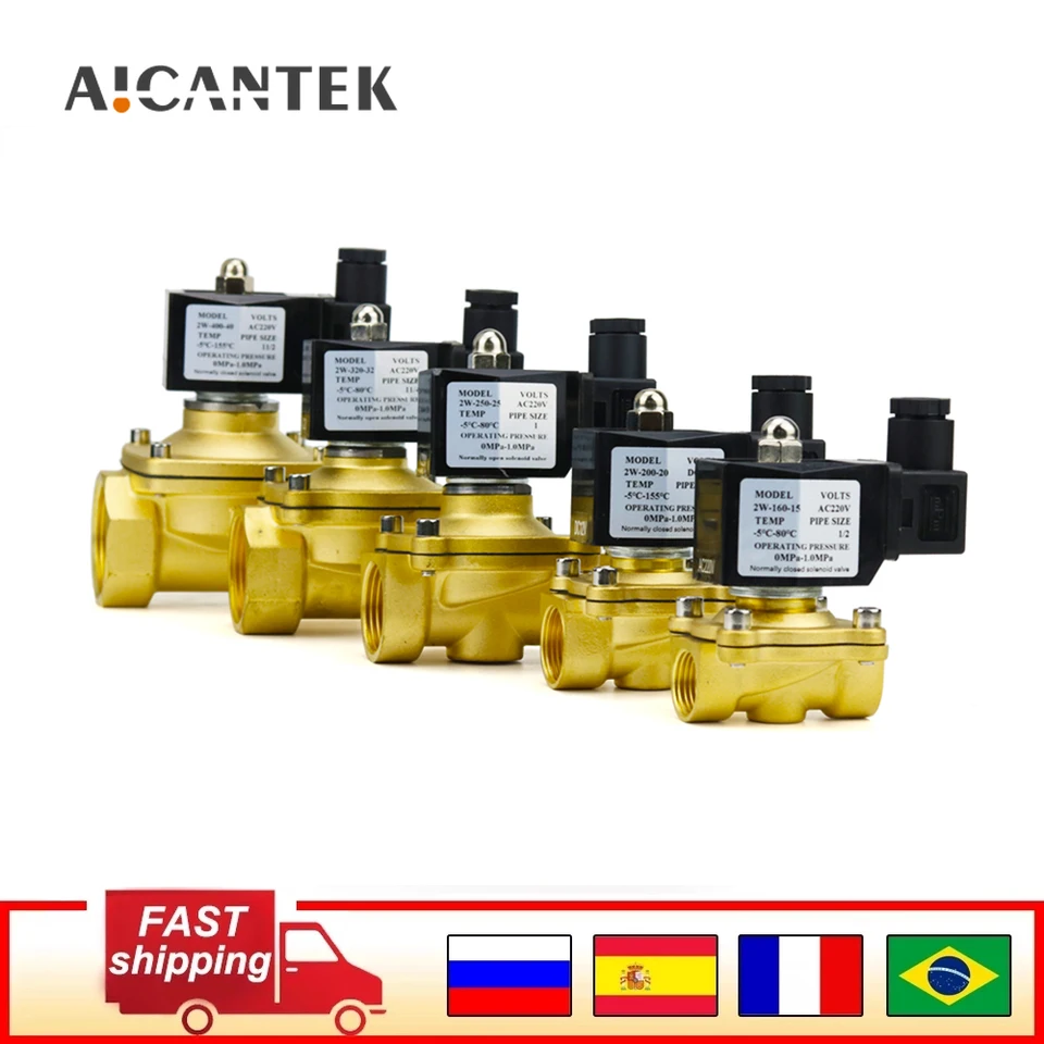 Normálne zatvárate mosadzný elektrický solenoidový ventil s tesnením NBR/FKM DN15 DN20 DN25 N/C Pneumatický ventil pre vodný vzduchový plyn 12 V/24V/220V