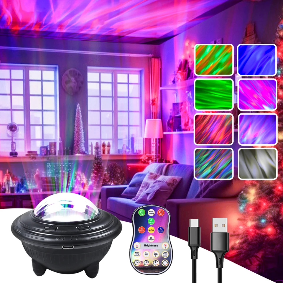 Northern Lights Starry Sky LED projektor Light diaľkové ovládanie USB pódium svetlo RGBW farebný projektor Nočné svetlo pre dieťa darček