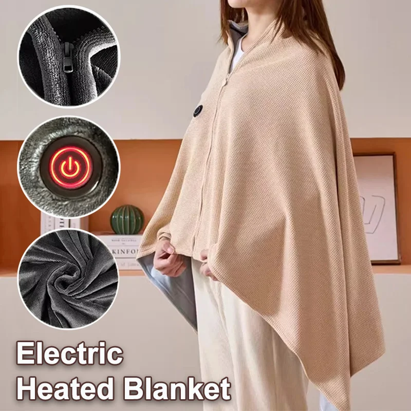 Nositeľná vykurovacia elektrická prikrývka USB Fleece vyhrievaná podložka 3 Hladiny vykurovania hodiť prikrývku pre domácnosť Office telesná prikrývka